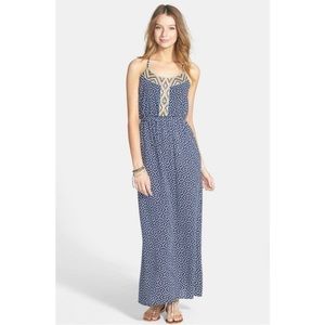 2/$30 dee Elle printed crotched top maxi dress spaghetti strap Racerback blue
